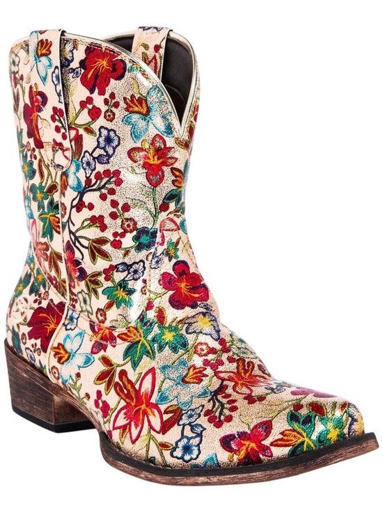 Roper Shoes - Roper Ingrid Snip Toe Floral Western Booties Size 8 New With Tags